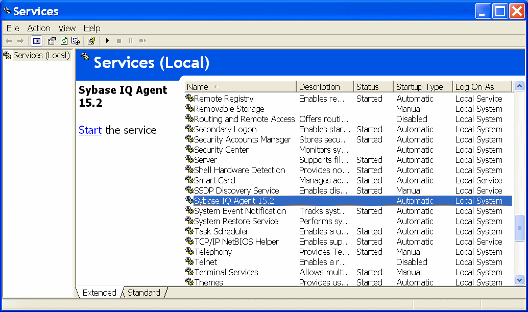 The Services page lists the services available through IQ.