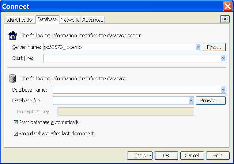 The connect page "database" tab is identified by information on this page.