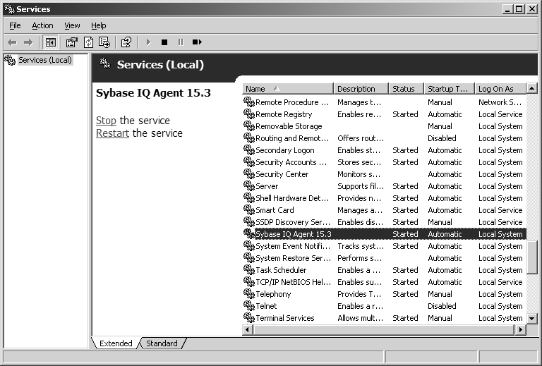 The Services page lists the services available through IQ.