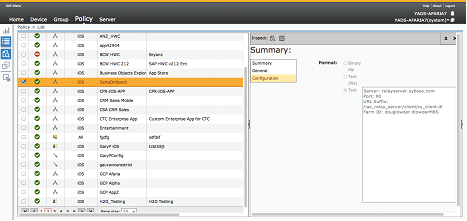 Afaria admin console