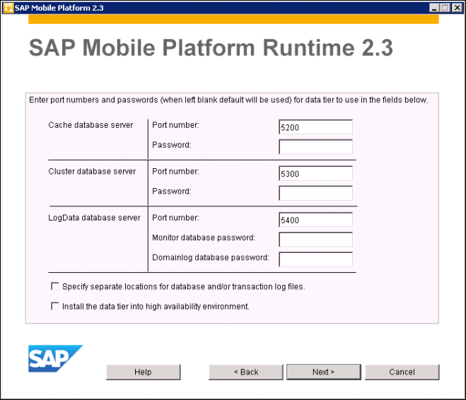 Port Numbers and Passwords Installer Panel