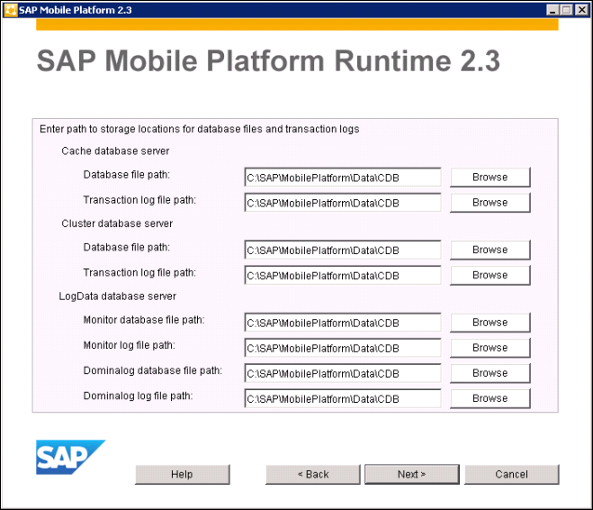 Locations for Database Files and Transaction Logs