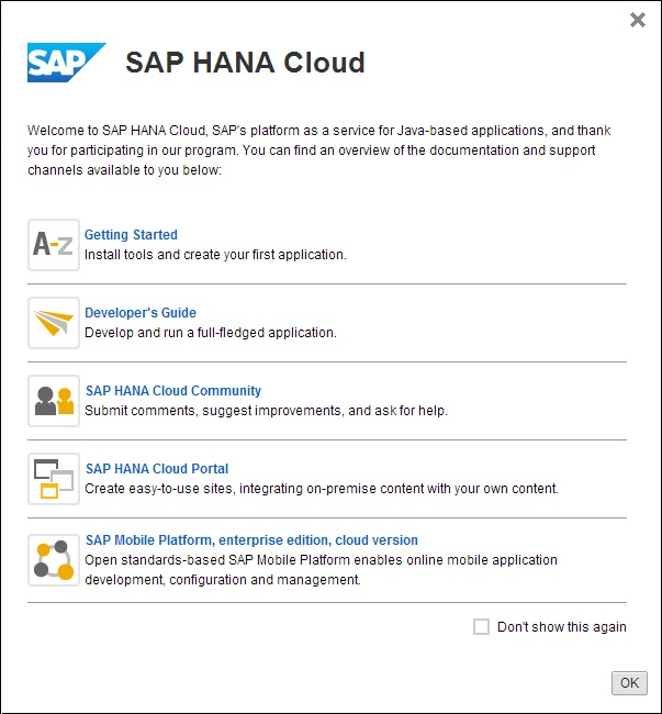 SAP HANA Cloud Account page