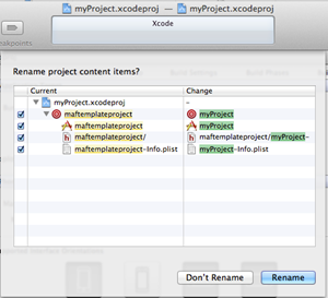 Project Items to Rename