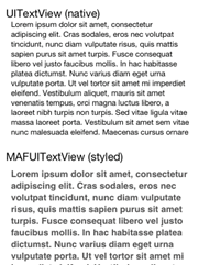 Comparison of Native and SAP Style Text View