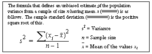 The formula for sample-related statistical aggregate functions.