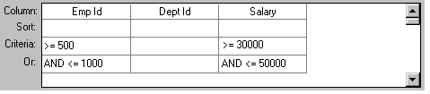 Shown is the grid from the bottom of the Quick Select dialog box.