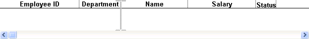 The sample shows a scrollable band of columns with short lines between their names. Between the Department and Name columns, a long line in the shape of an I beam appears between the Department and Name columns.