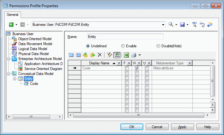 Permissions Profile - Attributes