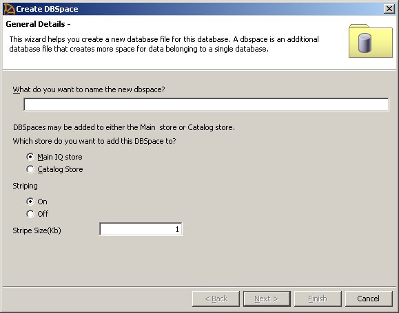 dbspace wizard dialog 1