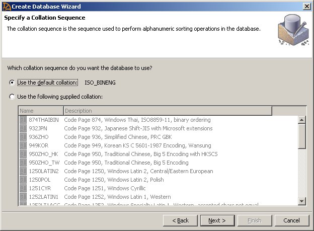 Specify a collation sequence