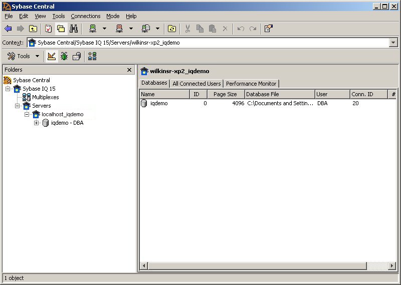 Sybase Central folder view